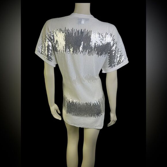 Awesome Bathing Suit Cover-up by INC NWT White/Silver Sequined Mesh Size Large - Picture 6 of 7